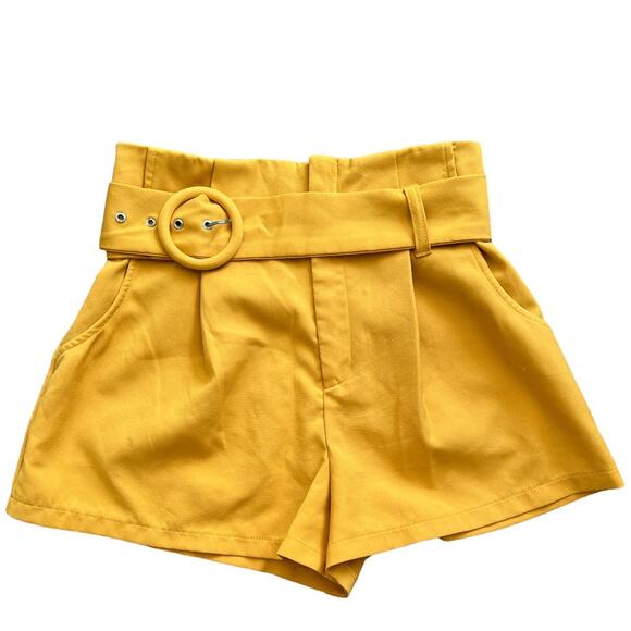 Forever 21 Yellow Belted Shorts, XS - Picture 1 of 5